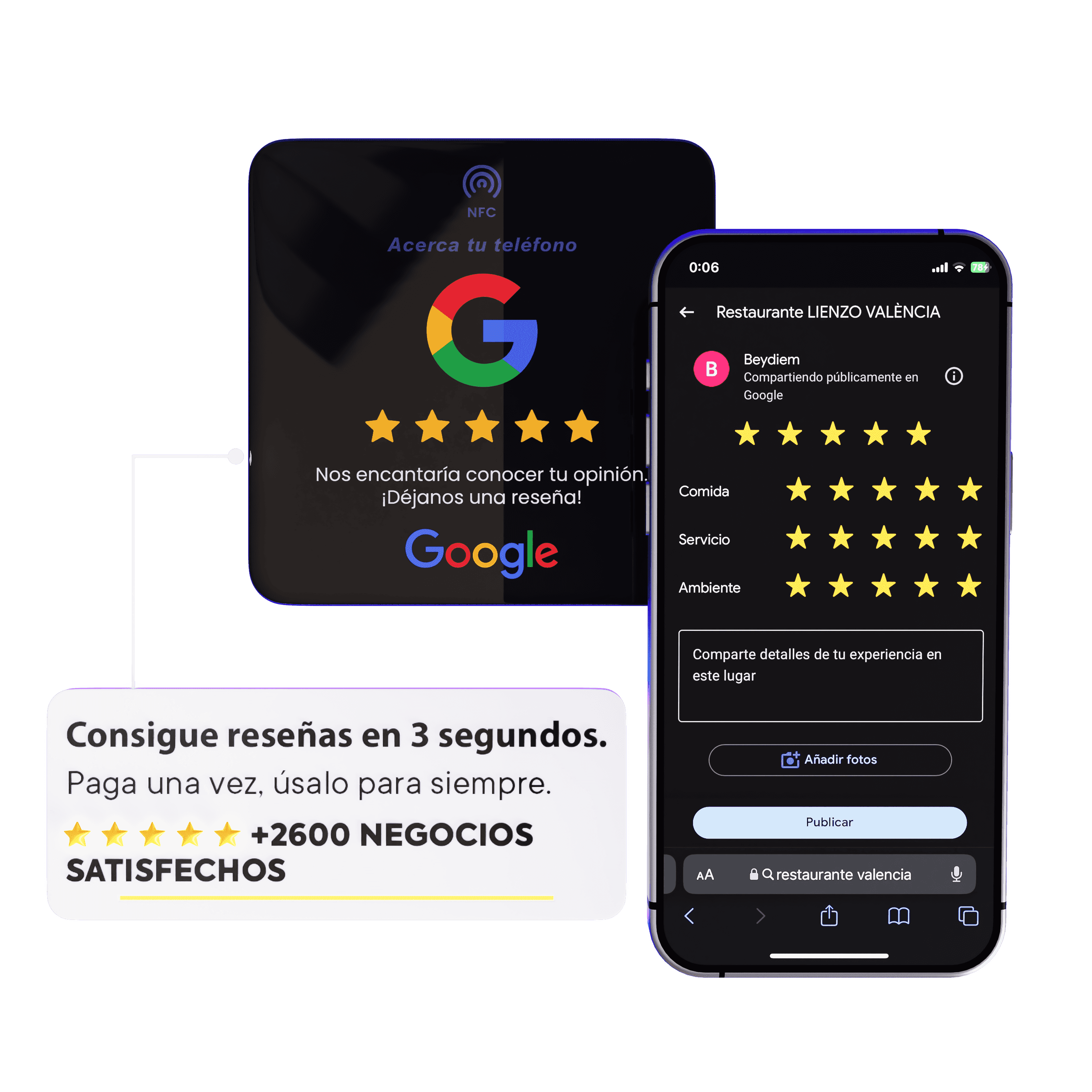 Aumenta Reseñas en Google con NFC